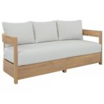 Sofá Kento SAFAVIEH PAT7098B 3 Asientos Madera de Acacia Roble Marfil para Exterior