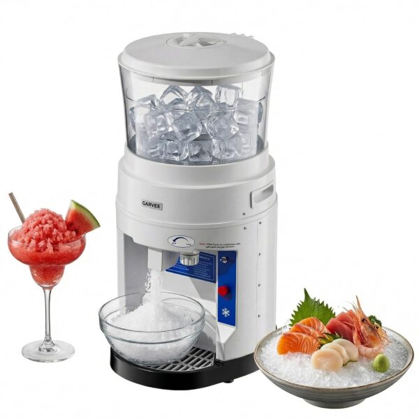 Máquina de hielo trituradora comercial afeitada, máquina de cono de nieve de 1200 libras/h con caja de almacenamiento de