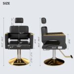 Silla de Peluquería Zevemomo QXTZSALONCHAIR02 Reclinable Giro 360 Grados Capacidad 330 Libras Color Negro Dorado