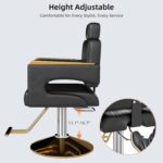 Silla de Peluquería Zevemomo QXTZSALONCHAIR02 Reclinable Giro 360 Grados Capacidad 330 Libras Color Negro Dorado