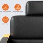 Silla de Peluquería Zevemomo QXTZSALONCHAIR02 Reclinable Giro 360 Grados Capacidad 330 Libras Color Negro Dorado