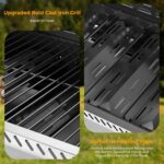 Parrilla de Gas Kismile JD-4A 4 Quemadores 42000 BTU Acero Inoxidable con Quemador Lateral y Rejillas de Hierro Fundido