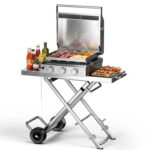 Plancha de Gas Propano Electactic JJ-3G 3 Quemadores 24000 BTU Acero Inoxidable con Soporte Plegable
