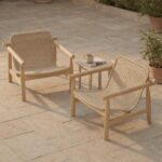 Set de 2 Sillones de Patio Christopher Knight Home 384937 Marco de Madera de Acacia Asiento de Mimbre PE Tejido a Mano C