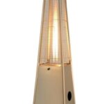 Calentador de Patio PrimeGlo PRGL-GT-SS Tubo de Vidrio 91 Pulgadas 49000 BTU Bronce Martillado con Ruedas Regulador y Ma