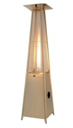 Calentador de Patio PrimeGlo PRGL-GT-SS Tubo de Vidrio 91 Pulgadas 49000 BTU Bronce Martillado con Ruedas Regulador y Ma
