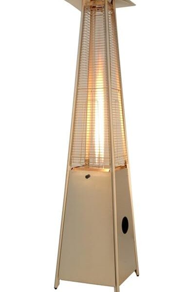 Calentador de Patio PrimeGlo PRGL-GT-SS Tubo de Vidrio 91 Pulgadas 49000 BTU Bronce Martillado con Ruedas Regulador y Ma