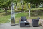 Calentador de Patio PrimeGlo PRGL-GT-SS Tubo de Vidrio 91 Pulgadas 49000 BTU Bronce Martillado con Ruedas Regulador y Ma