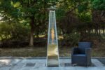 Calentador de Patio PrimeGlo PRGL-GT-SS Tubo de Vidrio 91 Pulgadas 49000 BTU Bronce Martillado con Ruedas Regulador y Ma