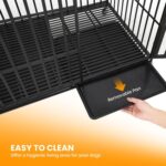 Jaula para Perros Patikuin XXL 53.9x35.8x45.7 Pulgadas Negro 3 Puertas Ruedas Bandeja Extraíble