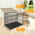 Jaula para Perros Patikuin XXL 53.9x35.8x45.7 Pulgadas Negro 3 Puertas Ruedas Bandeja Extraíble