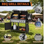 Parrilla de Gas y Carbón GAOMON 343269GPI 24000 BTU Combo Dual con Quemador Lateral 8000 BTU y Rejillas de Hierro Fundid