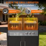 Parrilla de Gas y Carbón GAOMON 343269GPI 24000 BTU Combo Dual con Quemador Lateral 8000 BTU y Rejillas de Hierro Fundid