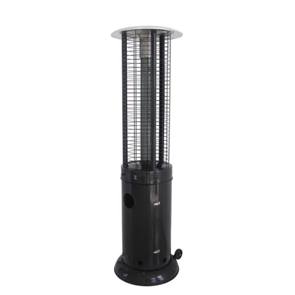 Calentador de Patio PrimeGlo BLK-RD-GTH Tubo de Vidrio Negro 77 Pulgadas Torre Propano con Ruedas Regulador y Manguera