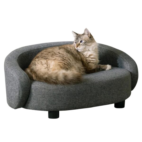 Cama para Mascotas Paws & Purrs Modelo 61059 Sofá Crescent Gris Oscuro 31 x 19 x 13.5 Pulgadas