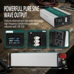 Inversor de Onda Sinusoidal Pura WZRELB SZ-SDY25001224 2500W Entrada Dual 12V 24V a 120V CA con Pantalla LCD