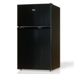 TCL 3.1 Cu Ft Compact Double Door Refrigerator in Black, Small Mini Fridge with Freezer for Bedroom, Dorm, Office, Kitch