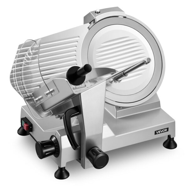 VEVOR Cortador de carne comercial, cortador eléctrico de 400 W, hoja de acero al carbono extraíble de 12 pulgadas y band