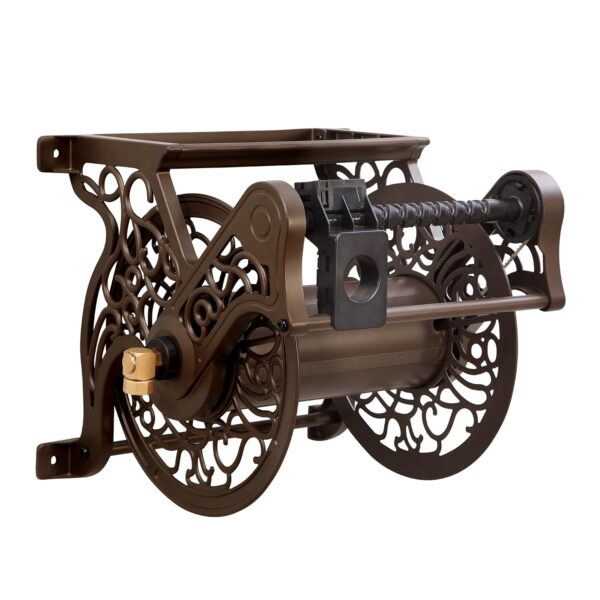 Carrete de Manguera Liberty Garden 707-P Montaje en Pared Bronce Guía de Plástico Capacidad 125 Pies
