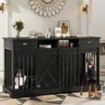 Caseta para Perro Doble Garvee ZYGV-3384-BK-qRsBHJ9Gi-S 62.6 Pulgadas con Divisor Puertas Corredizas Cajones y Repisas N