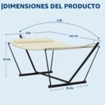 Hamaca Doble Portátil Garvee para 2 Personas con Soporte de Acero Ajustable y Almohada Color Blanco Hueso 350 Libras