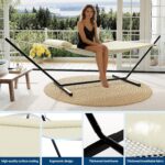 Hamaca Doble Portátil Garvee para 2 Personas con Soporte de Acero Ajustable y Almohada Color Blanco Hueso 350 Libras