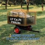 MilleLoom Tow Behind Steel Dump Cart, 750 LB Capacity 17 Cubic Feet, Heavy Duty Garden Trailer with Removable Sides & Al