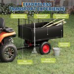 MilleLoom Tow Behind Steel Dump Cart, 750 LB Capacity 17 Cubic Feet, Heavy Duty Garden Trailer with Removable Sides & Al