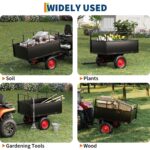 MilleLoom Tow Behind Steel Dump Cart, 750 LB Capacity 17 Cubic Feet, Heavy Duty Garden Trailer with Removable Sides & Al
