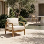 Silla Lounge Christopher Knight Home Seward Madera de Acacia para Exterior con Cojín Removible Respaldo de Cuerda Teak B