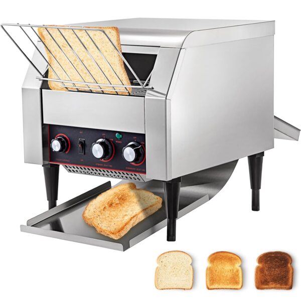 VEVOR 300 Slices/Hour Commercial Conveyor Toaster,2200W Stainless Steel Heavy Duty Industrial Toasters with Double Heati