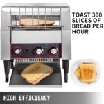 VEVOR 300 Slices/Hour Commercial Conveyor Toaster,2200W Stainless Steel Heavy Duty Industrial Toasters with Double Heati