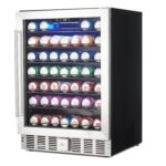 GAOMON 24 Inch Beverage Refrigerator Cooler, Built-in/Freestanding Drink Fridge with Tempered Glass Door, Digital Temper
