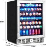 GAOMON 24 Inch Beverage Refrigerator Cooler, Built-in/Freestanding Drink Fridge with Tempered Glass Door, Digital Temper