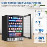GAOMON 24 Inch Beverage Refrigerator Cooler, Built-in/Freestanding Drink Fridge with Tempered Glass Door, Digital Temper
