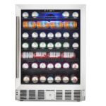 GAOMON 24 Inch Beverage Refrigerator Cooler, Built-in/Freestanding Drink Fridge with Tempered Glass Door, Digital Temper