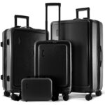 Set de Maletas TravelArim TA-L4PC-BLK-NW 4 Piezas Negro Carcasa Dura ABS Policarbonato Puerto USB Cerradura TSA