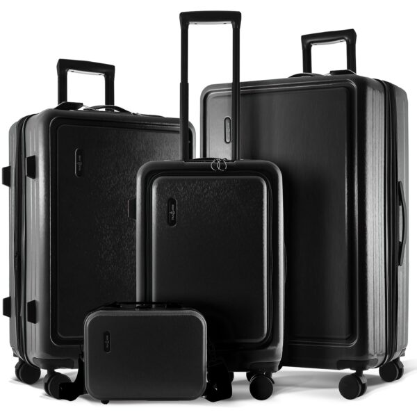 Set de Maletas TravelArim TA-L4PC-BLK-NW 4 Piezas Negro Carcasa Dura ABS Policarbonato Puerto USB Cerradura TSA