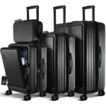 Set de Maletas TravelArim TA-L4PC-BLK-NW 4 Piezas Negro Carcasa Dura ABS Policarbonato Puerto USB Cerradura TSA