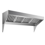 8FT Commercial Exhaust Hood, 201 Stainless Steel Rust-Resistant Vent Hood with 4 Detachable U-Shaped Grid Oil Filter for