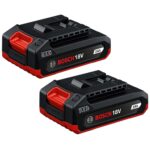 Kit de 2 Baterías Bosch GBA18V-20-2PK 18V Iones de Litio 2.0Ah Compactas Ligeras para Taladros y Atornilladores de Impac