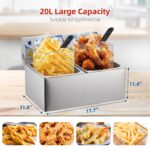 Professional Dual Tank Electric Deep Fryer 2x10L – Heavy-Duty Stainless Steel Oil Fryer for Home & Commercial Kitchen –