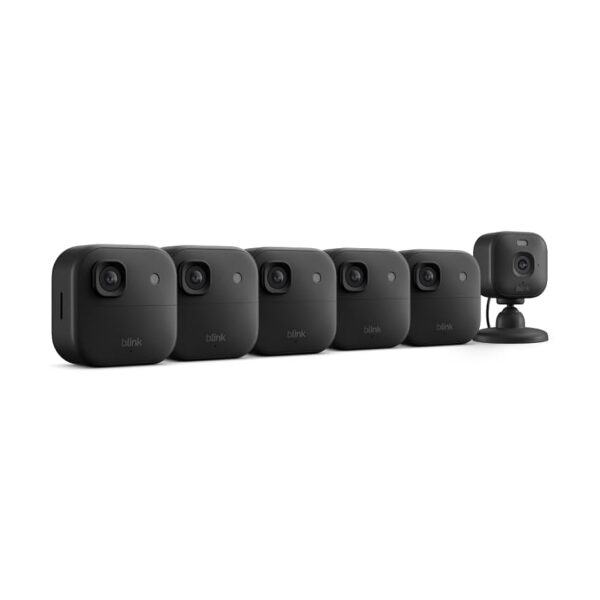 Cámaras de Seguridad Blink Outdoor 2K+ y Mini 2K+ Paquete de 6 Resolución 2K Inalámbricas y con Enchufe Negras con Módul