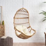 Silla Colgante de Huevo con Soporte Christopher Knight Home Sansa 385815 Mimbre de Ratán Marco de Hierro Marrón y Beige