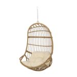 Silla Colgante de Huevo con Soporte Christopher Knight Home Sansa 385815 Mimbre de Ratán Marco de Hierro Marrón y Beige