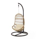 Silla Colgante de Huevo con Soporte Christopher Knight Home Sansa 385815 Mimbre de Ratán Marco de Hierro Marrón y Beige