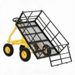 Carrito de jardín resistente de 1400 libras, neumáticos todo terreno de 13 pulgadas, remolque utilitario 3 en 1 con pane