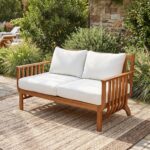 Loveseat de Patio Christopher Knight Home Modelo 385802 Madera de Acacia Sólida Estilo Mid-Century Modern 2 Plazas Color