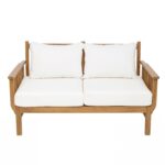 Loveseat de Patio Christopher Knight Home Modelo 385802 Madera de Acacia Sólida Estilo Mid-Century Modern 2 Plazas Color
