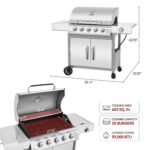 Parrilla de Gas Royal Gourmet GE5001S 5 Quemadores Quemador Lateral Plata 59000 BTU 603 Pulgadas Cuadradas Área de Cocci